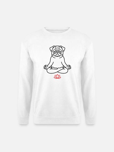 Mops Hund Zen Ausmalbild - Unisex Pullover - Weiß