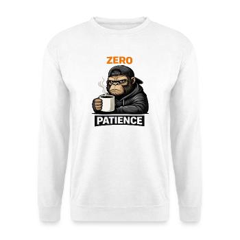 Zero Patience Monkey Streetwear - Unisex Pullover - Weiß - Vorne