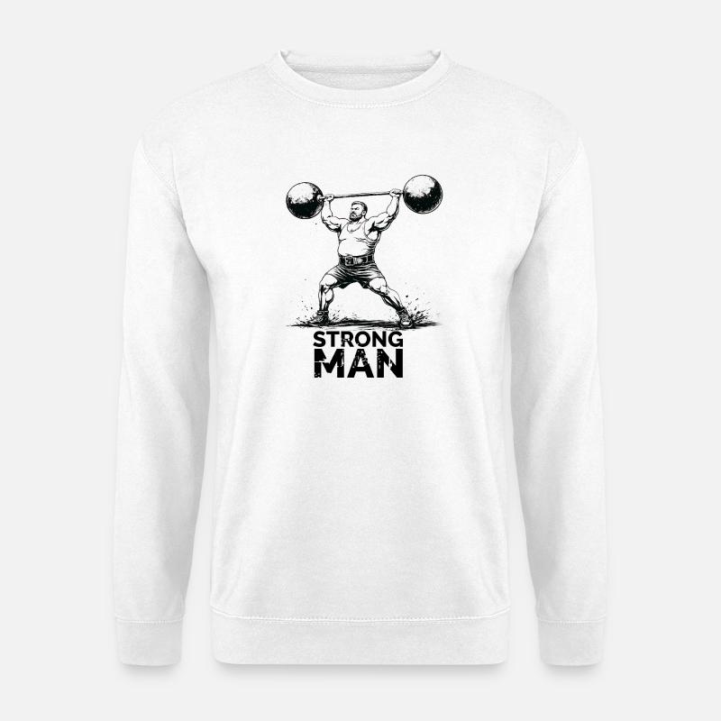 Oldschool Strongman Gewichtheben Illustration - Unisex Pullover - Weiß