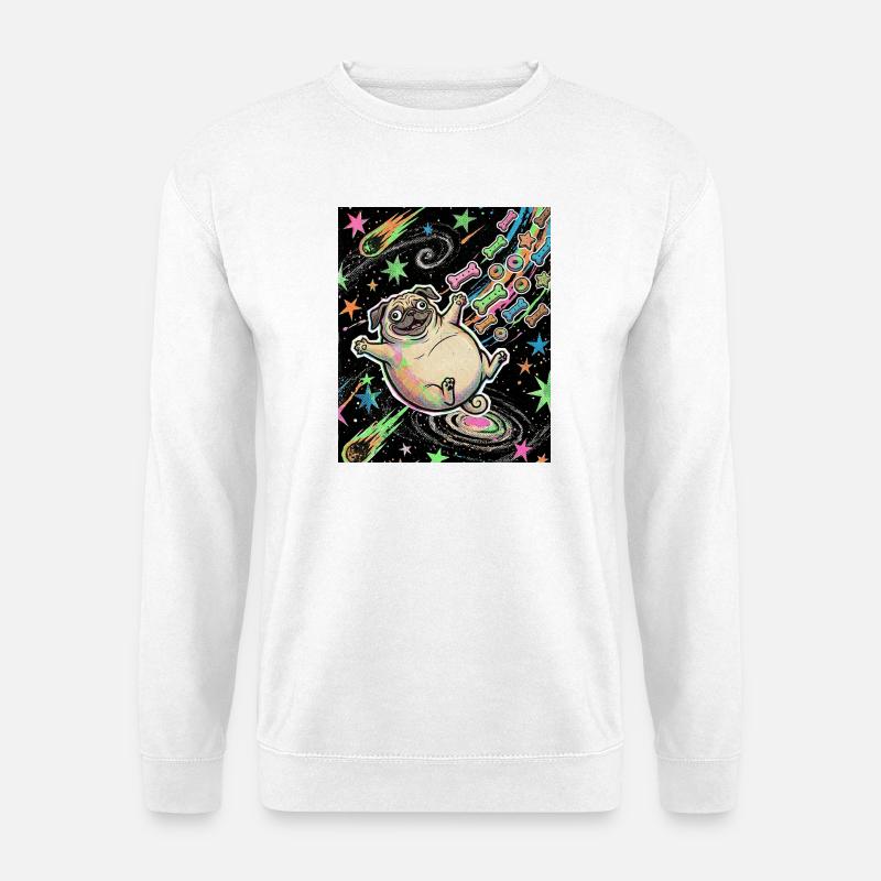 Dicker Weltraum Mops - Unisex Pullover - Weiß