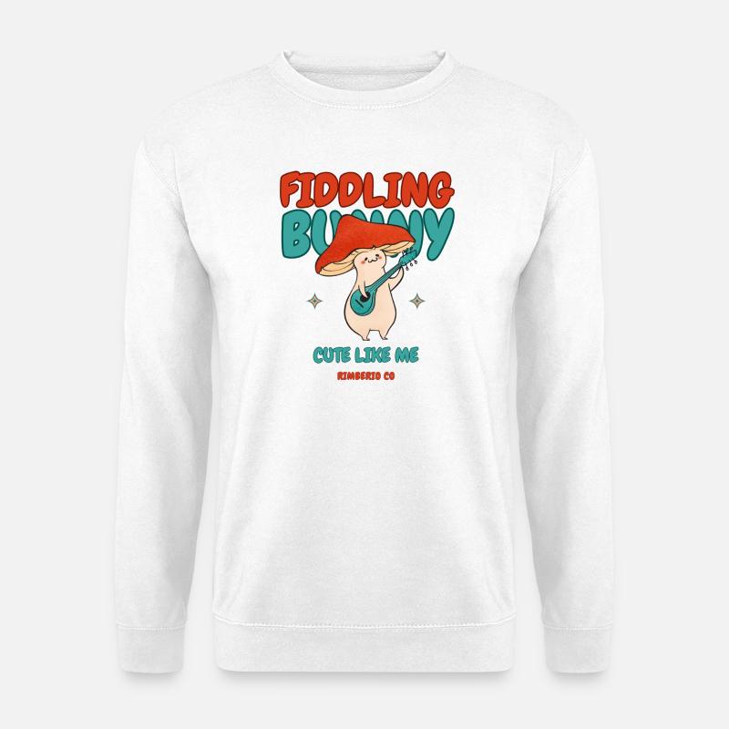 Fiddling Magic Mushroom Rabbit - Unisex Pullover - Weiß