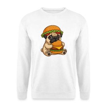 Propriétaire de dessin animé carlin mignon, burger de restauration rapide - Sweat-shirt Unisexe - blanc - Devant