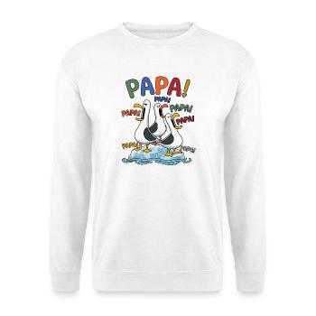 Lustige Papa Möwen auf Eisscholle - Comic Design - Unisex Pullover - Weiß - Vorne