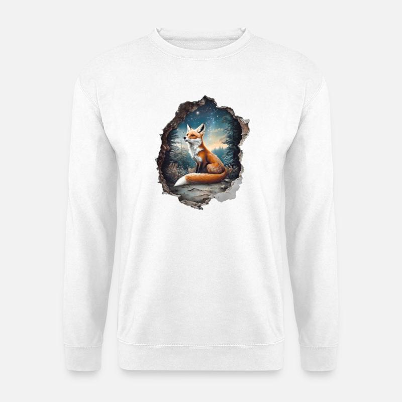 Fuchs Sterne Wald - Unisex Pullover - Weiß
