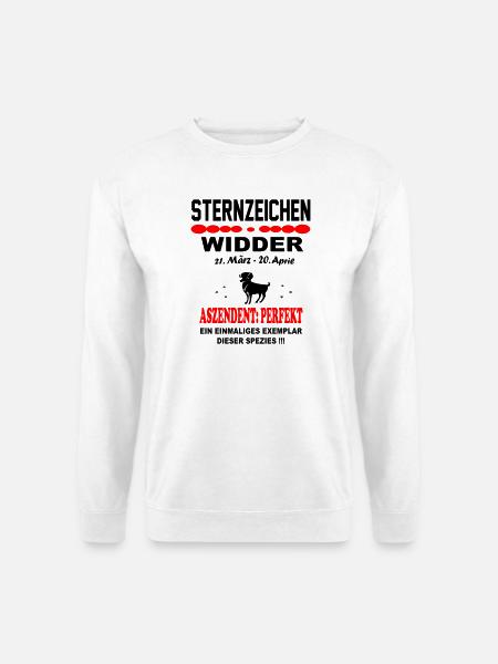 Widder Sternzeichen Horoskop Aszendent Perfekt - Unisex Pullover - Weiß