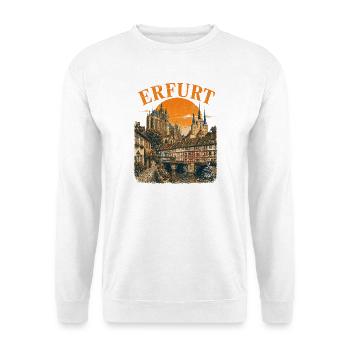  Vintage Erfurt Skyline historische Straßenansicht - Unisex Pullover - Weiß - Vorne