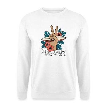 Aloha Vibes Surfen Peace Hand Hawaii - Unisex Pullover - Weiß - Vorne