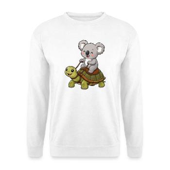 Kleiner Koala reitet Schildkröte - Unisex Pullover - Weiß - Vorne
