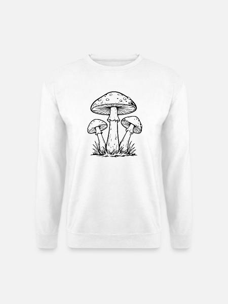 Pilze schwarz Cottagecore Geschenk Mushroom Hunter - Unisex Pullover - Weiß