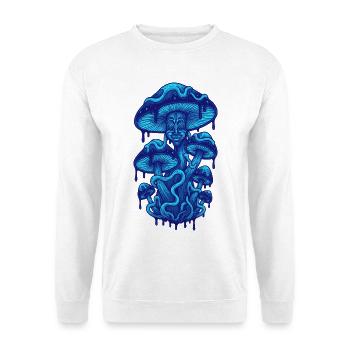 Psychedelisches Festival-Pilz-Batik-Rave-Techno - Unisex Pullover - Weiß - Vorne - Alina (178cm) & Michal (187cm)
