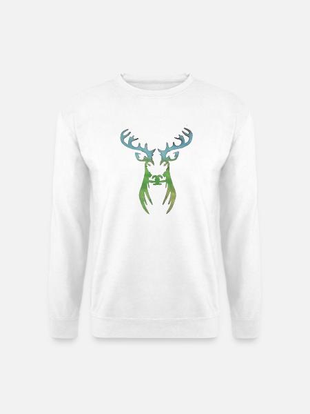Wasserfarbiger Hirschkopf Silhouette - Unisex Pullover - Weiß