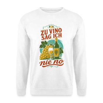 Wein Zu Vino Sag Ich Nie No Weinkenner - Unisex Pullover - Weiß - Vorne - Alina (178cm) & Michal (187cm)