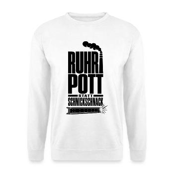 Ruhrpott statt Schnickschnack - Unisex Pullover - Weiß - Vorne - Alina (178cm) & Michal (187cm)