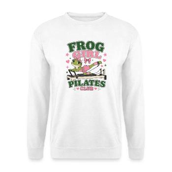  Meditation Pilates REFORMER-GIRL Frosch Yoga - Unisex Pullover - Weiß - Vorne - Alina (178cm) & Michal (187cm)