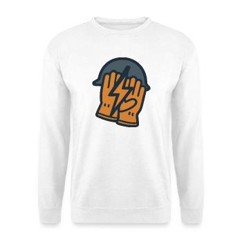 Isolierter Blitzhelm. - Unisex Pullover - Weiß - Vorne - Alina (178cm) & Michal (187cm)