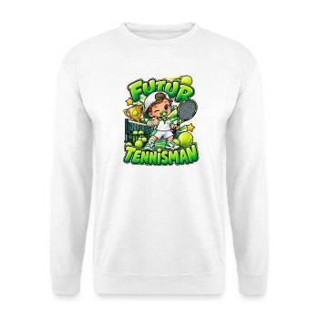 Zukünftiger Cartoon-Tennisspieler, Kindertennisspieler - Unisex Pullover - Weiß - Vorne - Alina (178cm) & Michal (187cm)