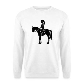 Pferd Mädchen - Unisex Pullover - Weiß - Vorne - Alina (178cm) & Michal (187cm)