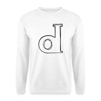 Kleinbuchstabe d handgezeichnet - Unisex Pullover - Weiß - Vorne - Alina (178cm) & Michal (187cm)