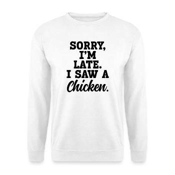 Huhn Spruch Humor - Unisex Pullover - Weiß - Vorne - Alina (178cm) & Michal (187cm)