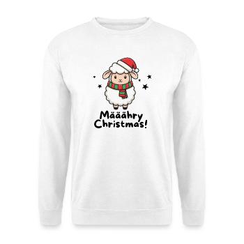 Määähry Christmas – Süßes Weihnachtsschaf - Unisex Pullover - Weiß - Vorne - Alina (178cm) & Michal (187cm)