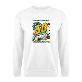 50 Jahrgang 1977 Ersatzteile - Unisex Pullover - Weiß - Vorne - Alina (178cm) & Michal (187cm)