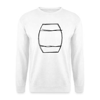 Fass handgezeichnet - Unisex Pullover - Weiß - Vorne - Alina (178cm) & Michal (187cm)
