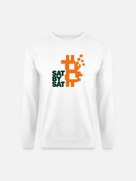Bitcoin Sat by Sat – Symbol im Aufbau - Unisex Pullover - Weiß