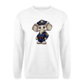 Polizist Elefant - Unisex Pullover - Weiß - Vorne - Alina (178cm) & Michal (187cm)