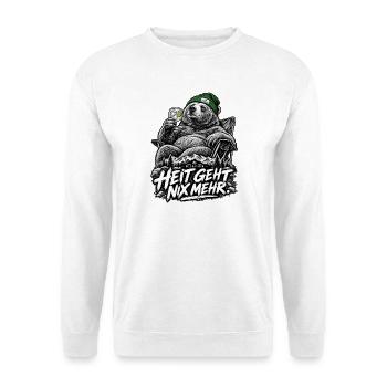 Bär in Bergruhe – Heit Geht Nix Mehr - Unisex Pullover - Weiß - Vorne - Alina (178cm) & Michal (187cm)