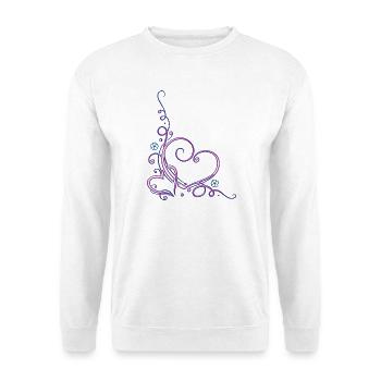 Zwei Herzen mit Blumen, pink und blau - Unisex Pullover - Weiß - Vorne