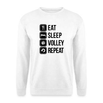 eat sleep volley repeat - Unisex Pullover - Weiß - Vorne