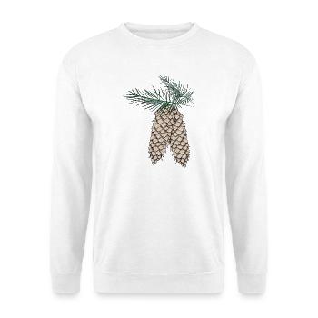 deux pommes de pin sur des branches de sapin - Sweat-shirt Unisexe - blanc - Devant