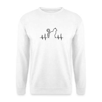Heartbeat cat in black and white - Unisex Sweatshirt - white - Front