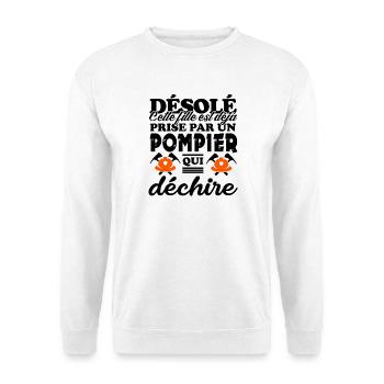 fille prise par un pompier qui déchire - Sweat-shirt Unisexe - blanc - Devant