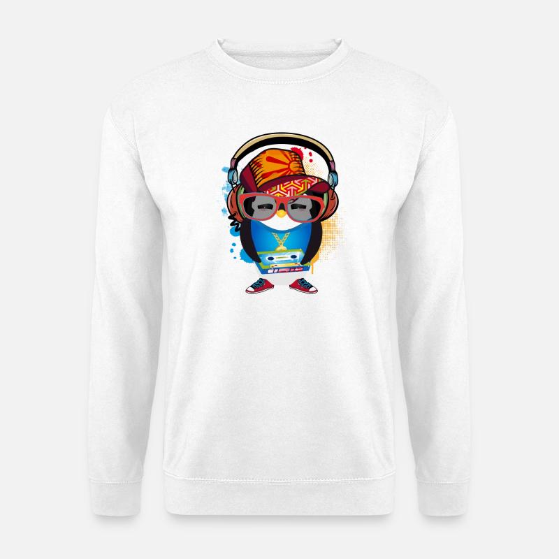 niedlicher Pinguin als Hip Hopper im coolen Outfit - Unisex Pullover - Weiß