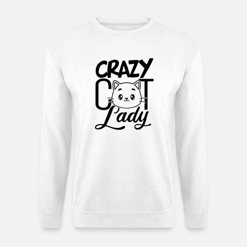 Katzenverrücktes Mädchen - Unisex Pullover - Weiß