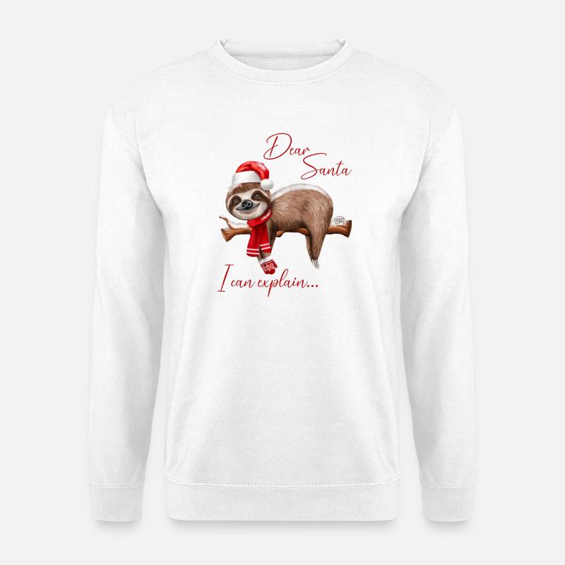 Weihnachten Spruch Weihnachtsspruch Faultier Santa - Unisex Pullover - Weiß