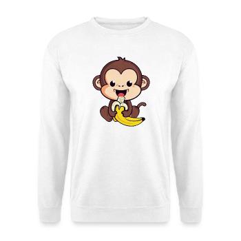 cute monkey eats a banana - Unisex Sweatshirt - white - Front