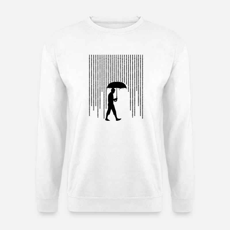 Silhouette Mann mit Regenschirm - Unisex Pullover - Weiß