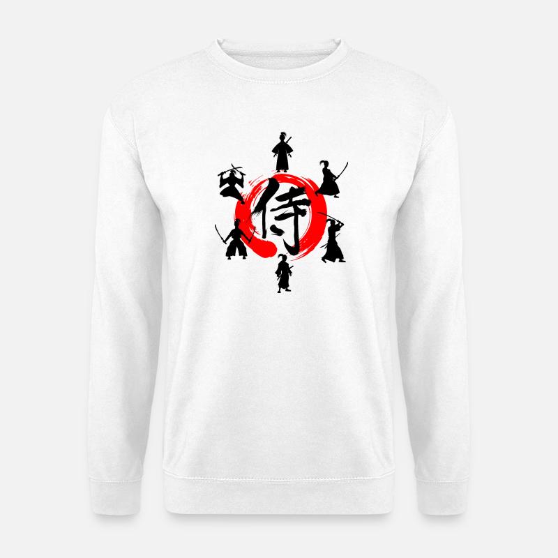 Enso zen circle with Samurai - Unisex Sweatshirt - white