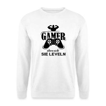 gamer fitness funny sayings leveling up controller - Unisex Sweatshirt - white - Front