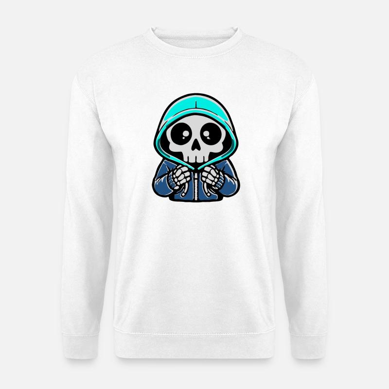 Skelett Hoodie Neon Blau - Unisex Pullover - Weiß