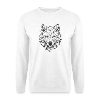 Geometric White Wolf Head - Polygons Motif - Unisex Sweatshirt - white - Front