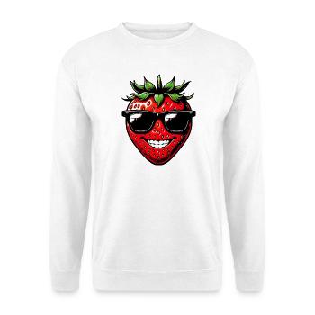 Fraise avec lunettes de soleil - Sweat-shirt Unisexe - blanc - Devant