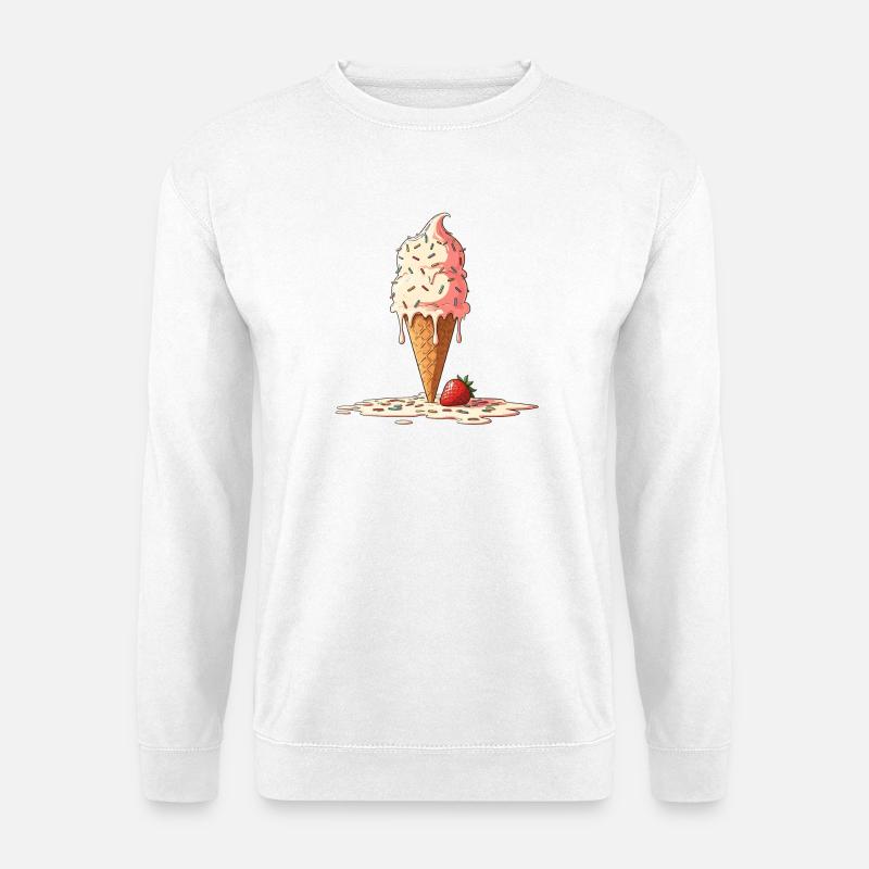Erdbeer Eistüte mit Buntstreuseln - Unisex Sweatshirt - white