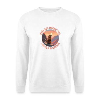 Marmotte coucher de soleil montagnes - Sweat-shirt Unisexe - blanc - Devant