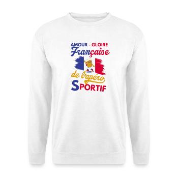 amour gloire française de l apéro sportif - Sweat-shirt Unisexe - blanc - Devant