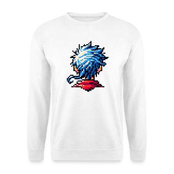 Regard vers l’avenir : personnage de jeu aux cheveux bleus - Sweat-shirt Unisexe - blanc - Devant