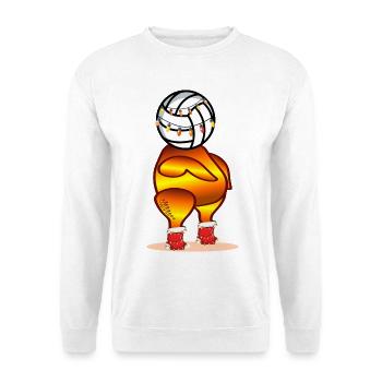 WEIHNACHTEN VOLLEYBALL BRATHÄHNCHEN - Unisex Pullover - Weiß - Vorne - Alina (178cm) & Michal (187cm)