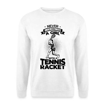 Never Underestimate A Tennis Girl - Unisex Pullover - Weiß - Vorne